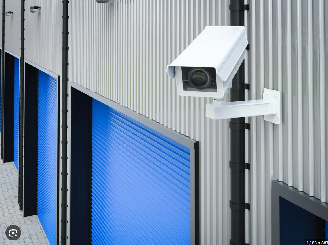 Surveillance camera mounted at Delta Self-Storage